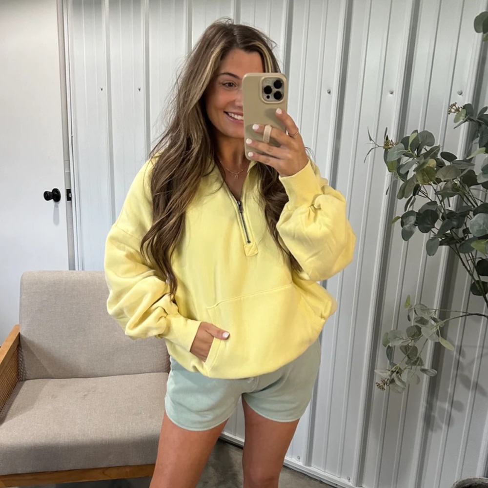 Soft Yellow Cloud Nine Half Zip Hoodie Bibi Boutique Brand